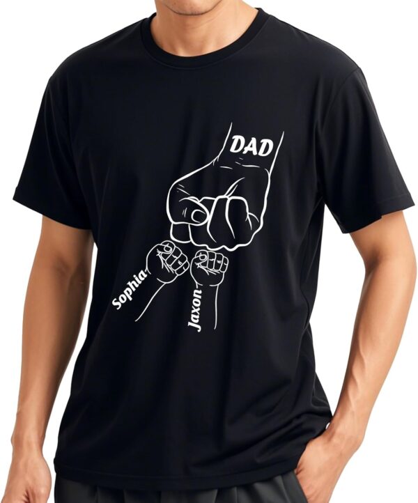 Custom Dad Shirt, Personalized Fist Bump Shirts with Kids Name Photo, Customized Fathers Day Tshirt Gifts for Papa Grandpa - Image 6