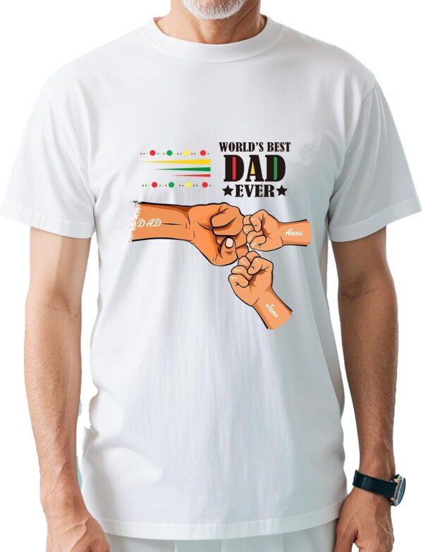 Custom Dad Shirt, Personalized Fist Bump Shirts with Kids Name Photo, Customized Fathers Day Tshirt Gifts for Papa Grandpa - Image 9