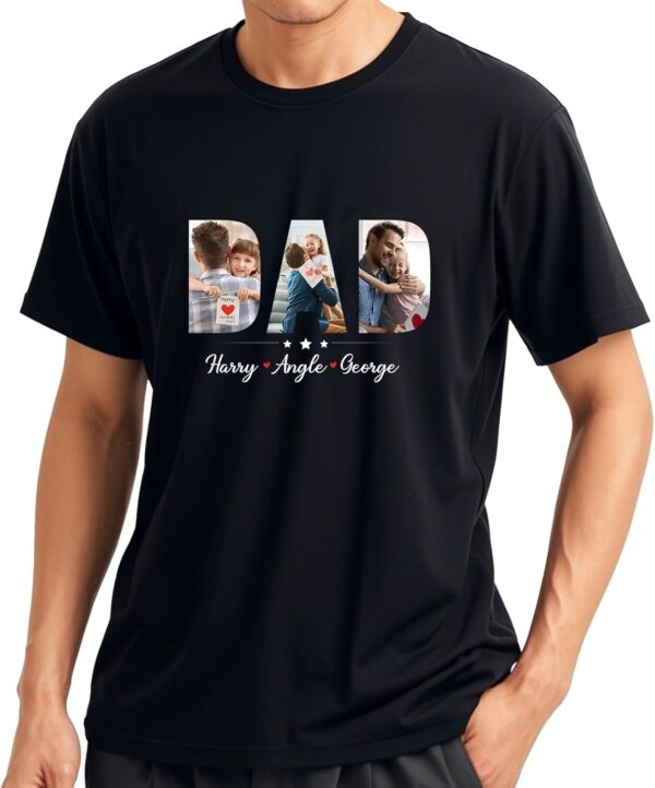 Custom Dad Shirt, Personalized Fist Bump Shirts with Kids Name Photo, Customized Fathers Day Tshirt Gifts for Papa Grandpa