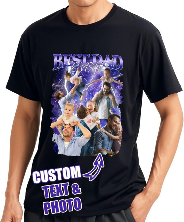 Custom Dad Shirt, Personalized Fist Bump Shirts with Kids Name Photo, Customized Fathers Day Tshirt Gifts for Papa Grandpa - Image 8