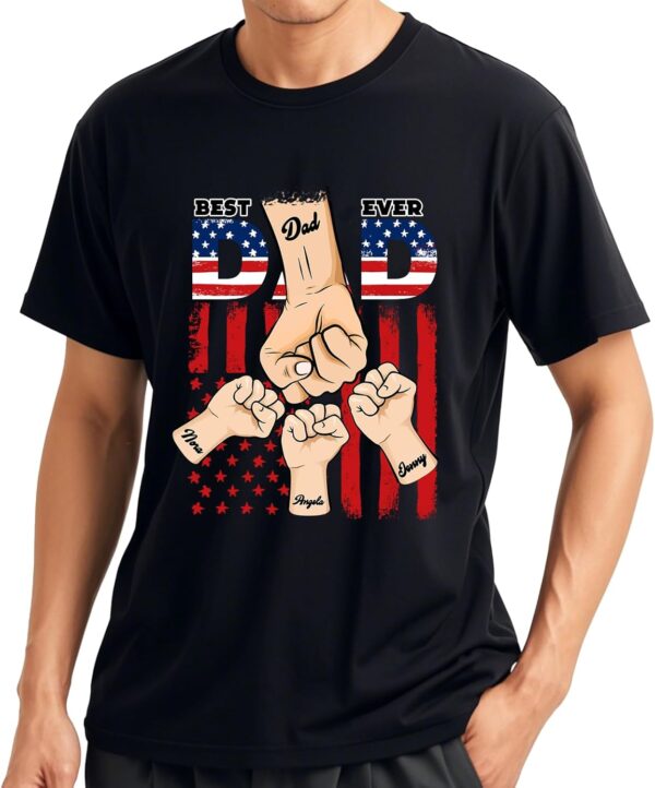 Custom Dad Shirt, Personalized Fist Bump Shirts with Kids Name Photo, Customized Fathers Day Tshirt Gifts for Papa Grandpa - Image 7