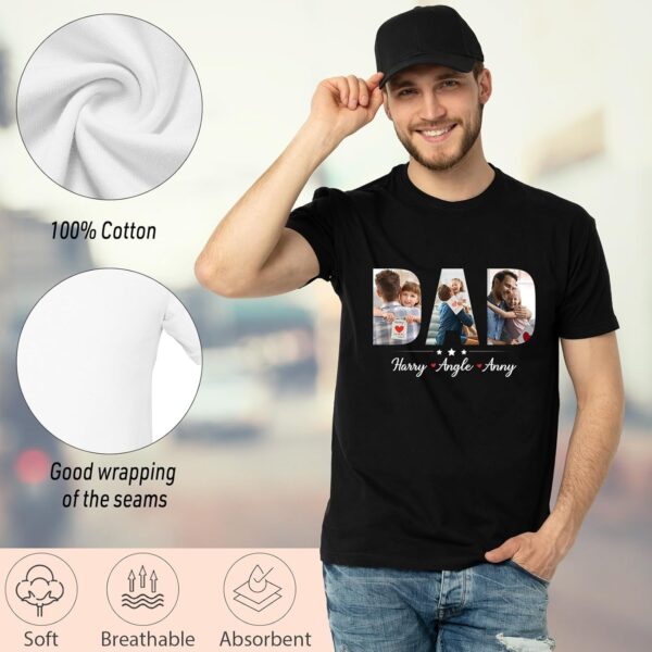 Custom Dad Shirt, Personalized Fist Bump Shirts with Kids Name Photo, Customized Fathers Day Tshirt Gifts for Papa Grandpa - Image 3