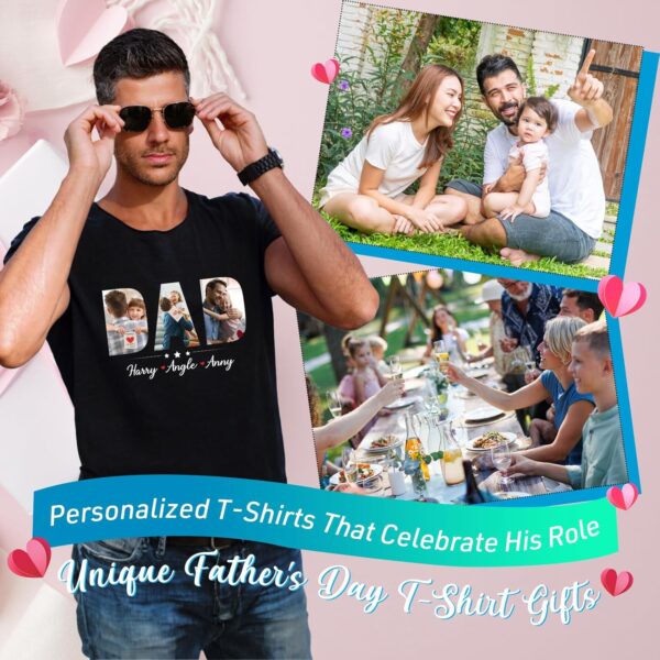 Custom Dad Shirt, Personalized Fist Bump Shirts with Kids Name Photo, Customized Fathers Day Tshirt Gifts for Papa Grandpa - Image 4